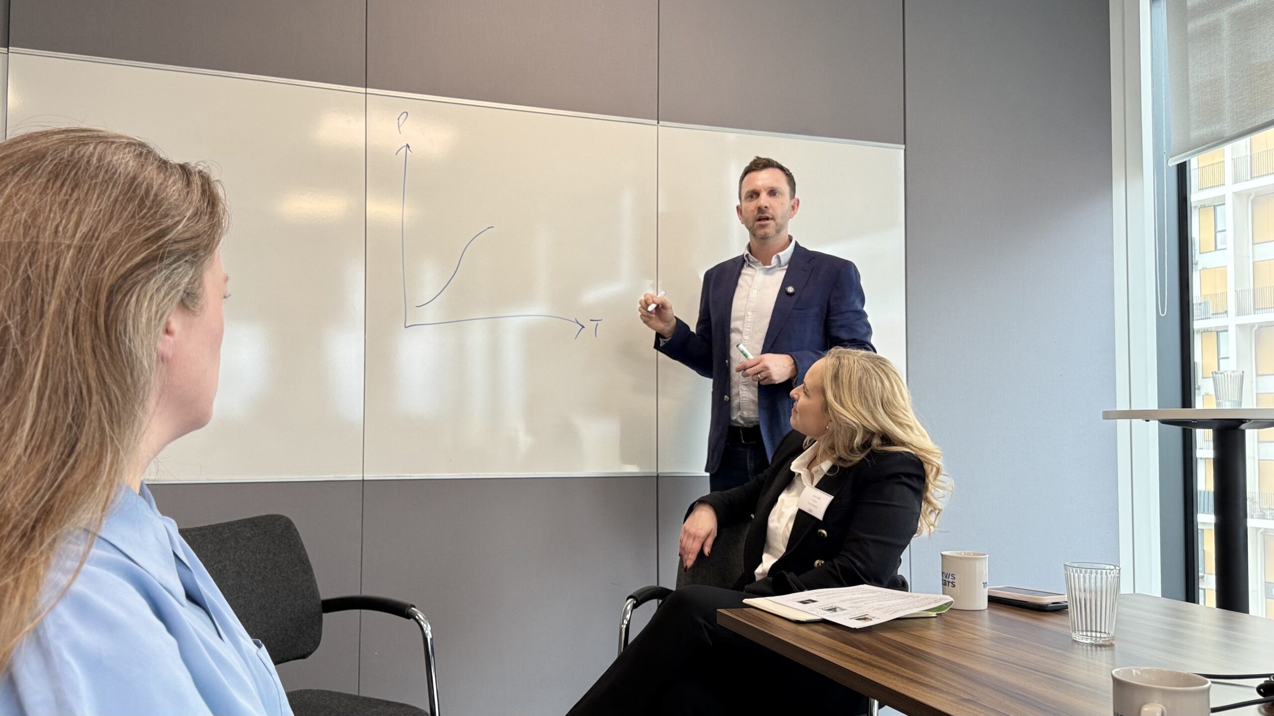 Business professionals collaborating at the Forvis Mazars office, enhancing strategies with the Crux Method.