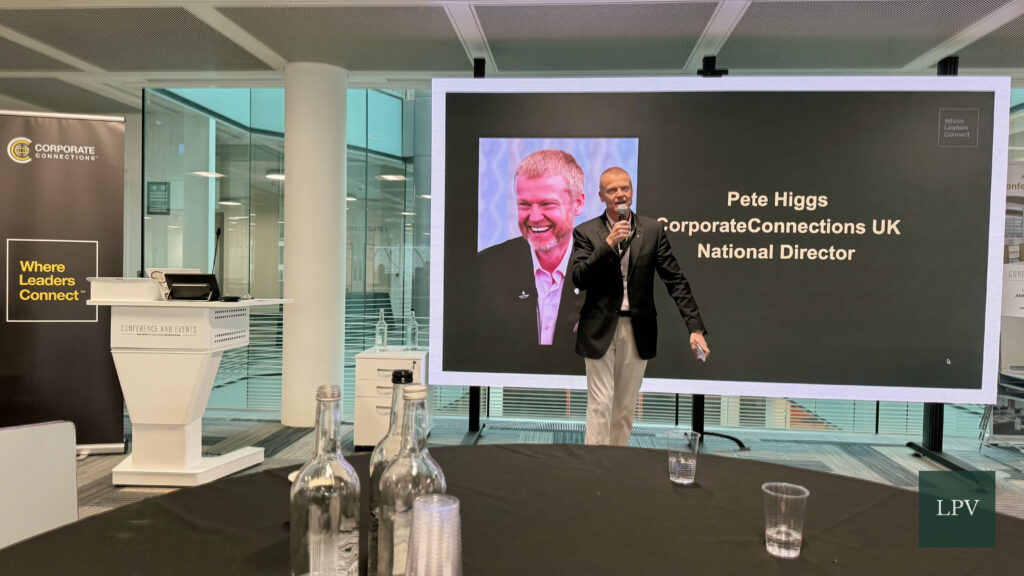 Pete Higgs at Corporate Connections Scale Summit sharing insights on meaningful relationships.