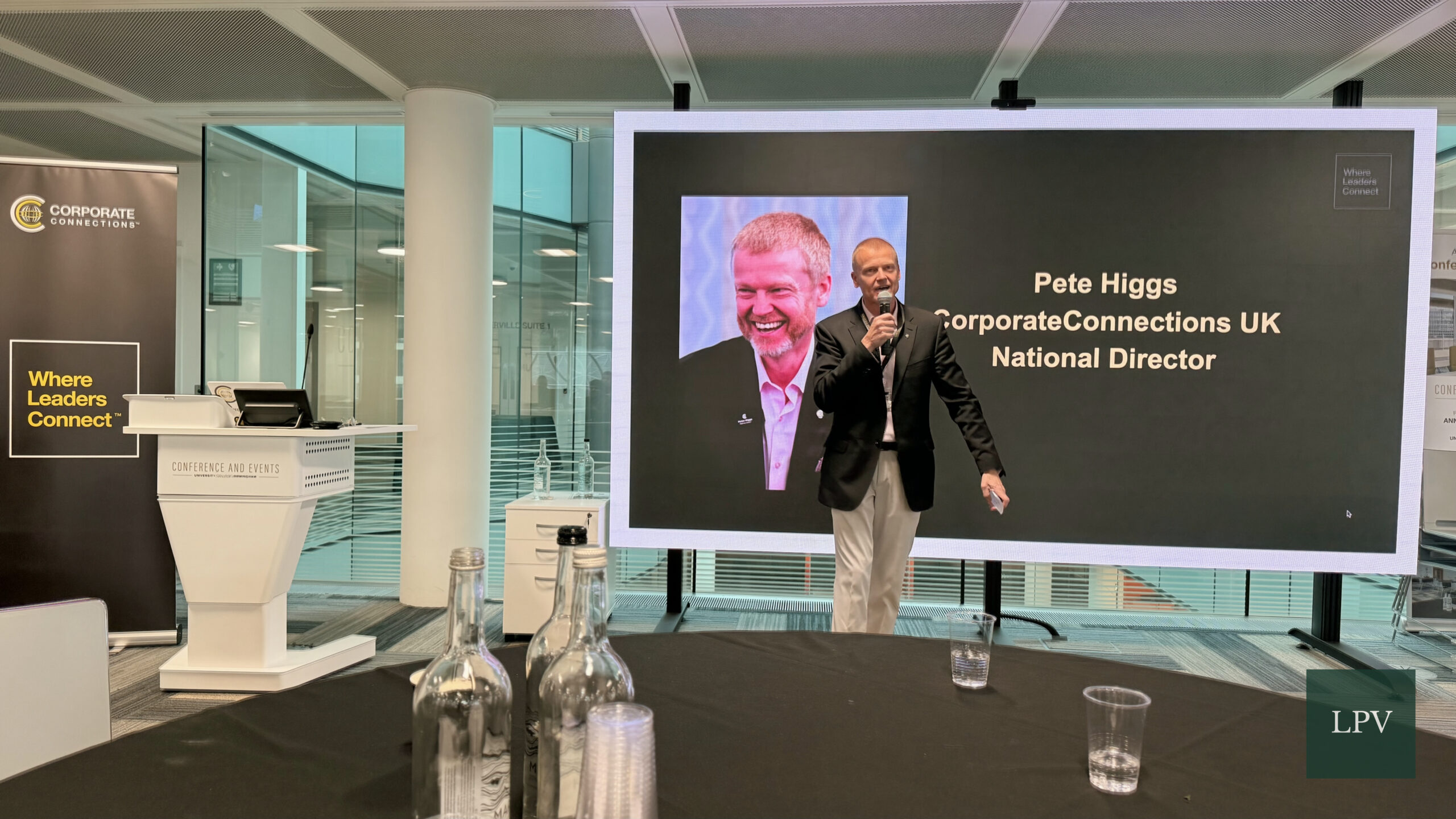 Pete Higgs at Corporate Connections Scale Summit sharing insights on meaningful relationships.