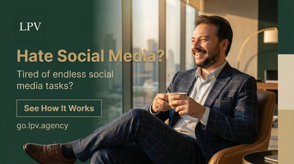 Relax with coffee while LPV manages your social media stress-free for more time.