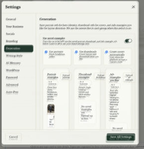 AI content generation tool teaching unique aesthetic for social media automation and design.