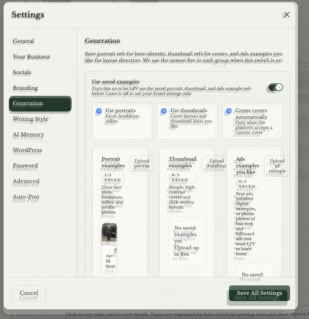 AI content generation tool teaching unique aesthetic for social media automation and design.