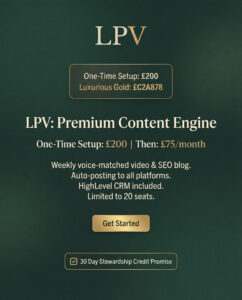 LPV's Social Media Autopilot pricing: £75/month for tailored scripts and video editing.