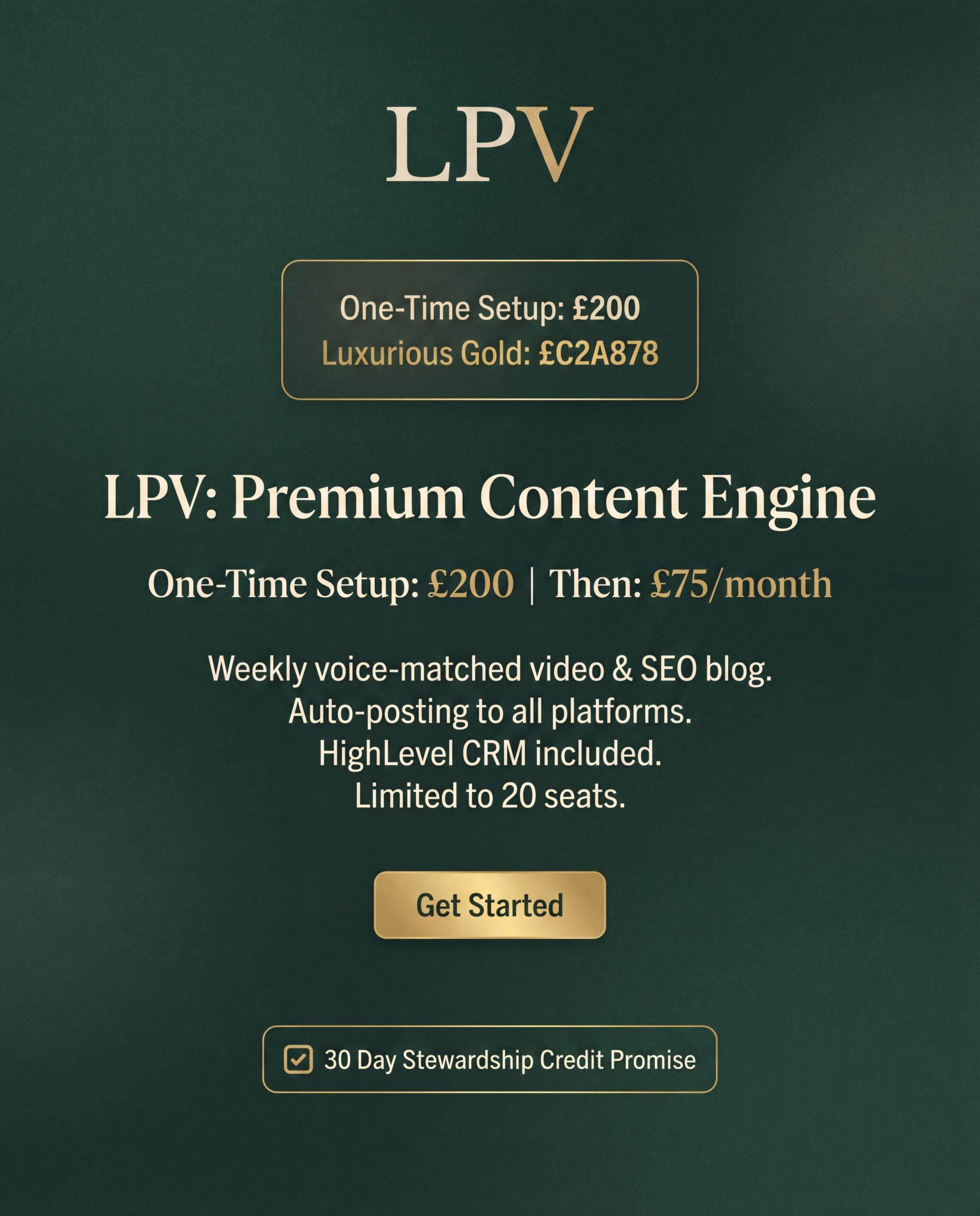 LPV's Social Media Autopilot pricing: £75/month for tailored scripts and video editing.