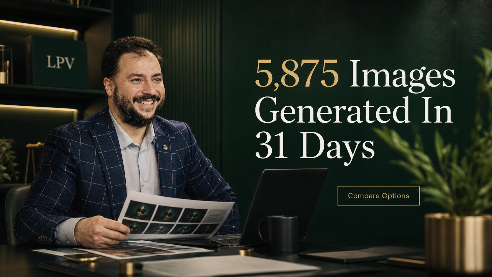Male business owner uses social media autopilot for UK businesses while away