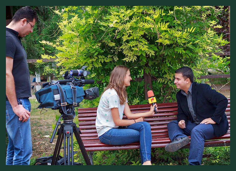 Alex directing regional TV station for 200,000 viewers, London video marketing professional