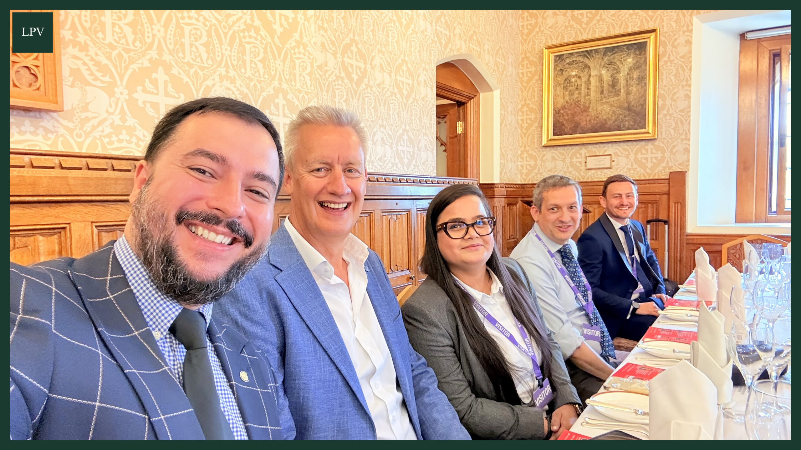 Male business owners at House of Lords discussing B2B video marketing agency London