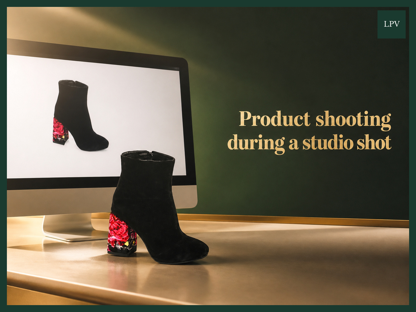 Footwear product shoot ensuring true-to-life colours for London B2B video marketing clients