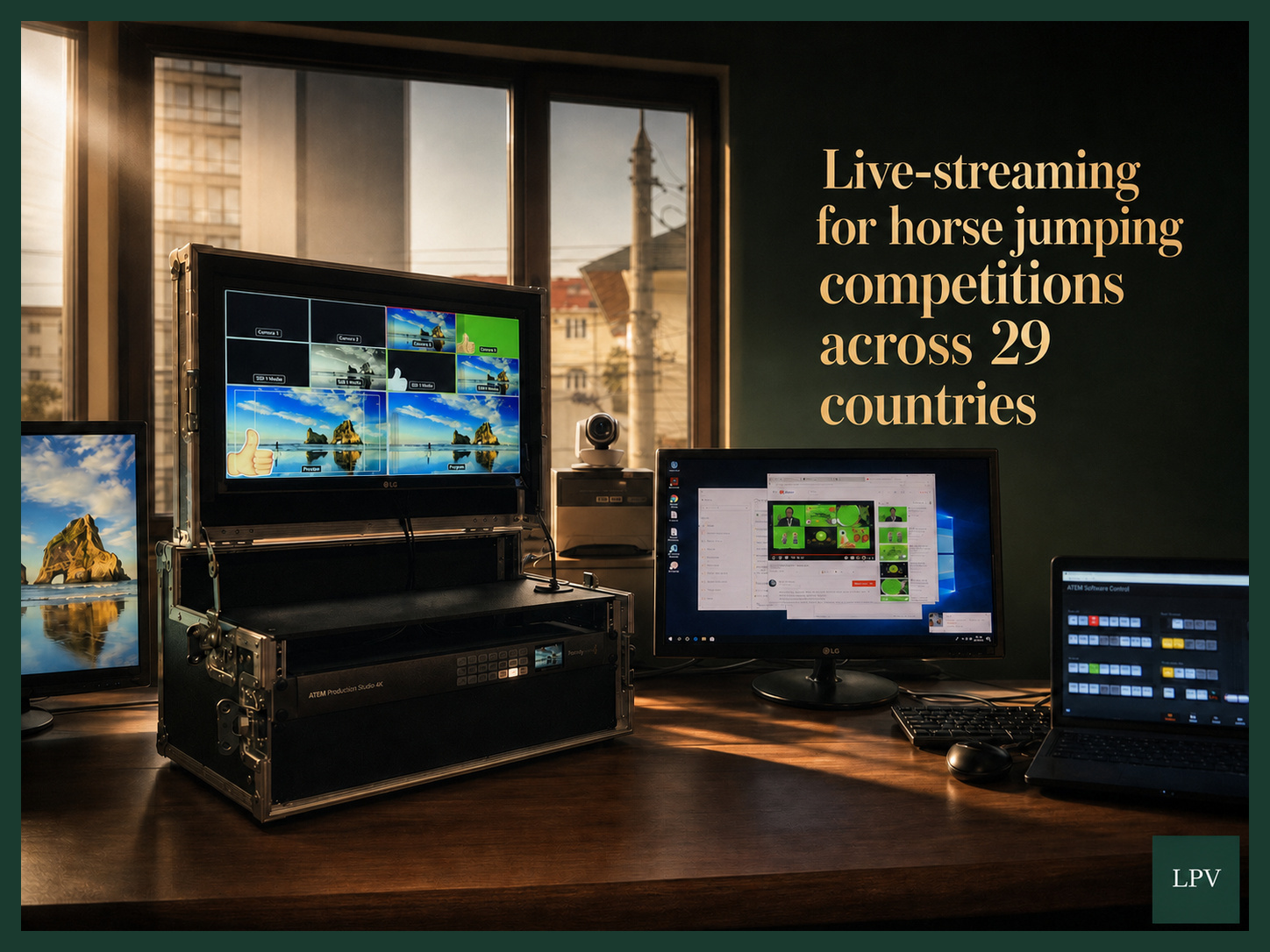 Live sports control desk captures airborne rider for London video marketing audiences