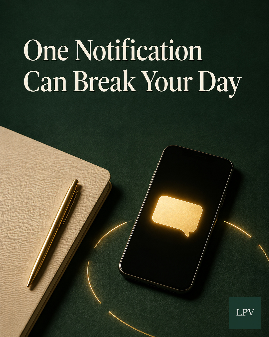 Male business owner distracted by phone notification while planning B2B video marketing in London