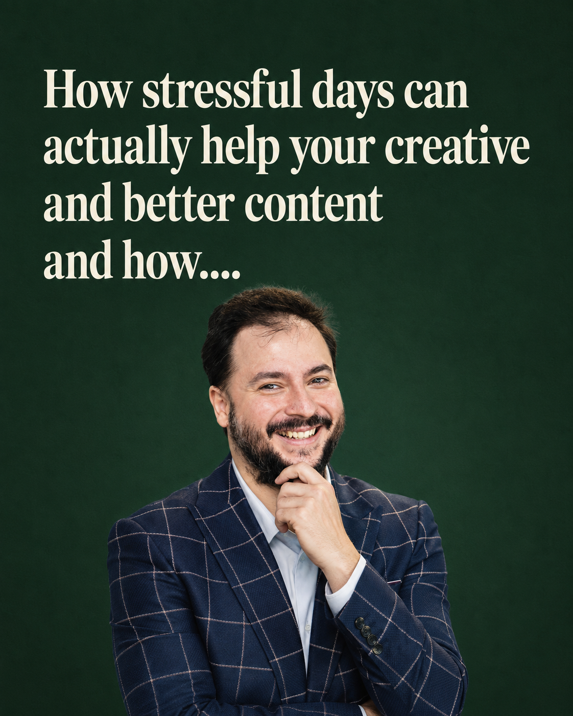 Male business owner managing stressful content day for London social media marketing