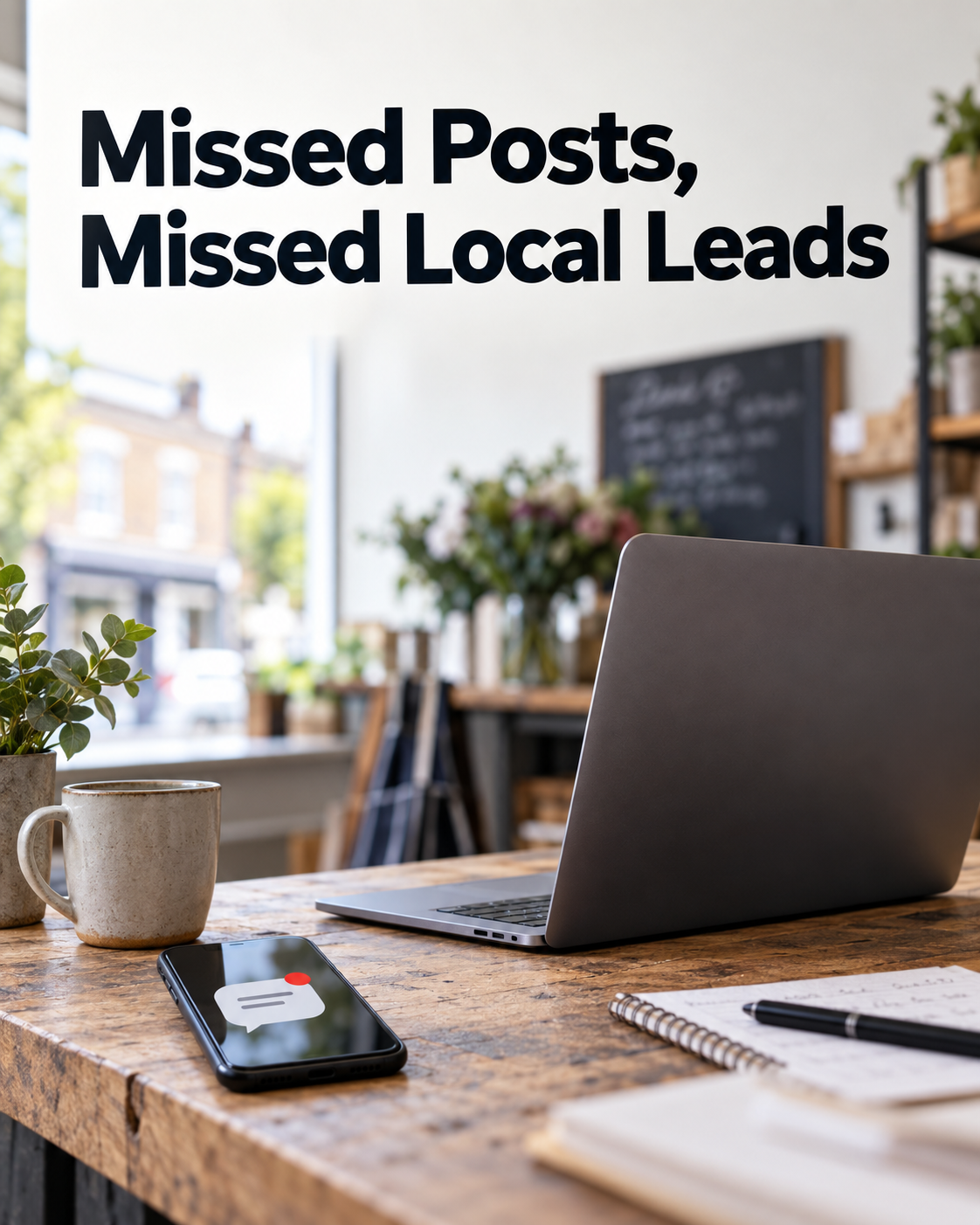 London business owner writing Sunday content while local buyers search on Tuesday.