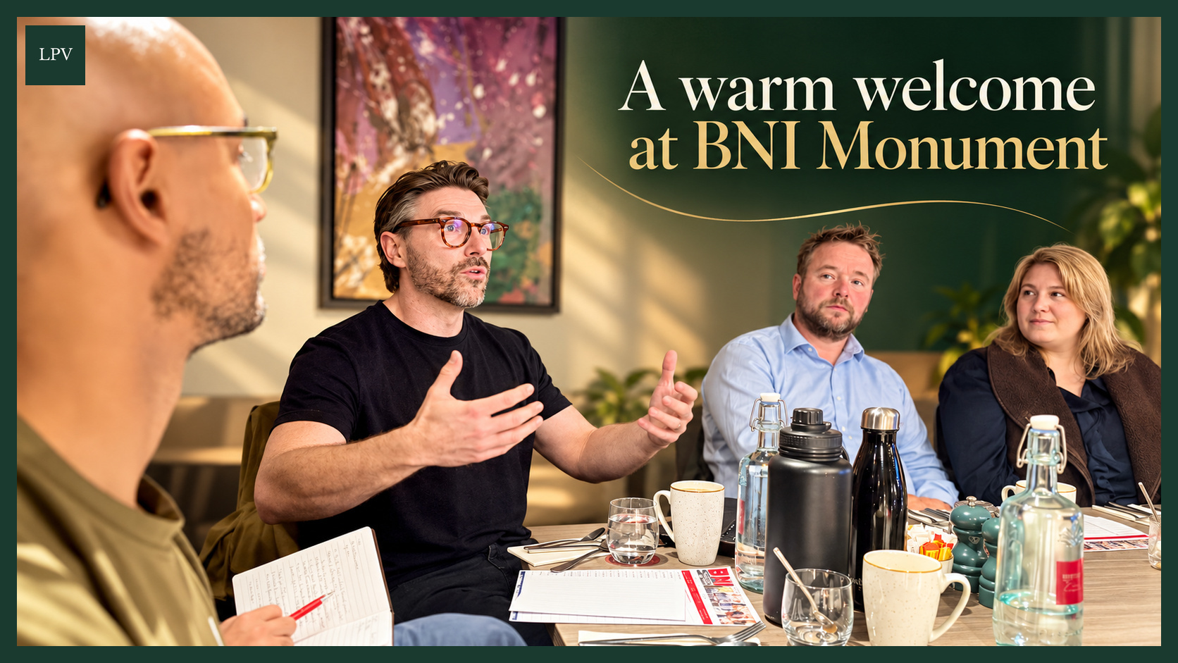 Warm welcome at BNI Monument in London during Alex’s business networking visit.