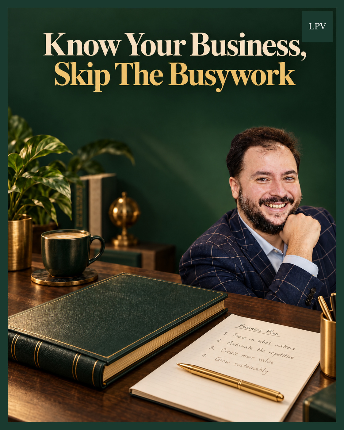 Male business owner refining authentic social media messaging for his London business.