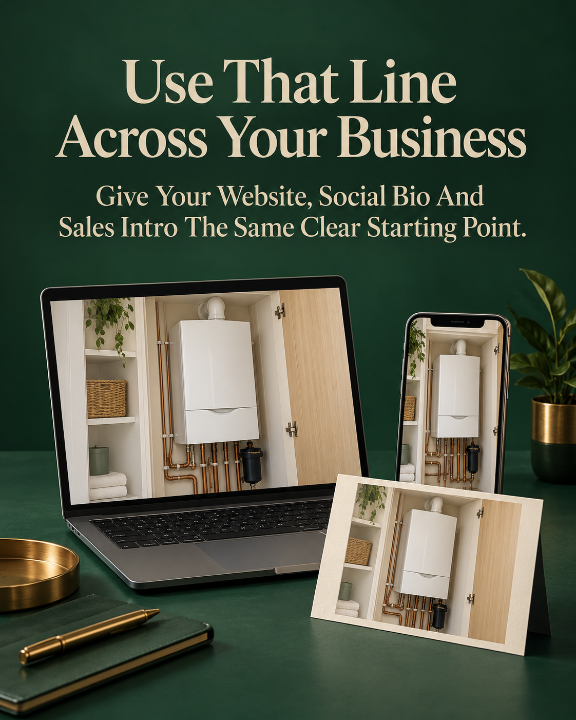 Male business owner in Romford reviewing clear website messaging with done for you social media London support