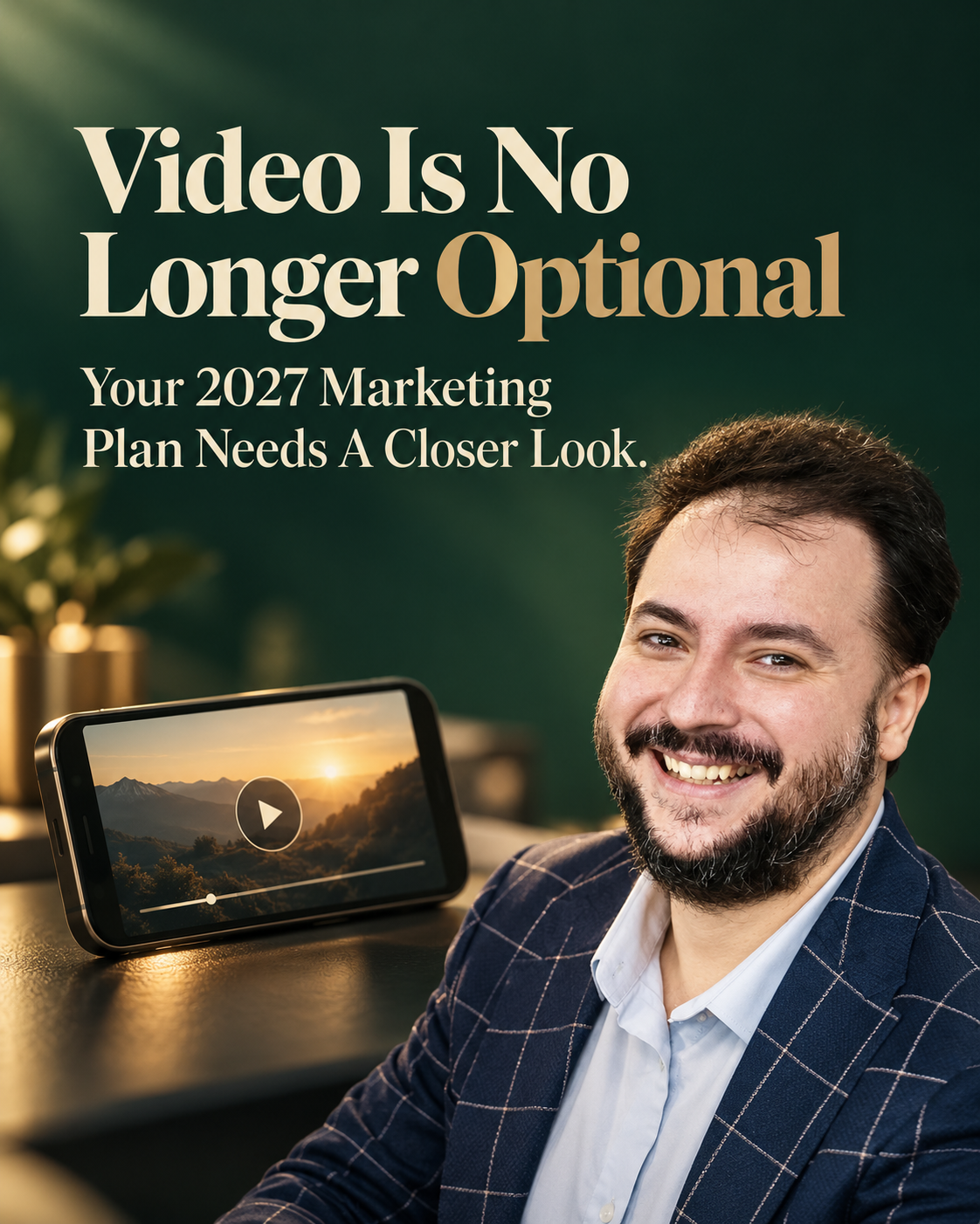 Yellow circle highlights LinkedIn’s video tab, supporting video marketing planning for UK businesses.